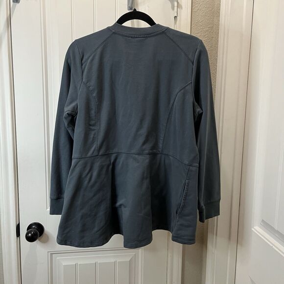 D &Co Denim & Company Jacket Womens M Gray Stretch Knit Zip Long Sleeve - Picture 5 of 11